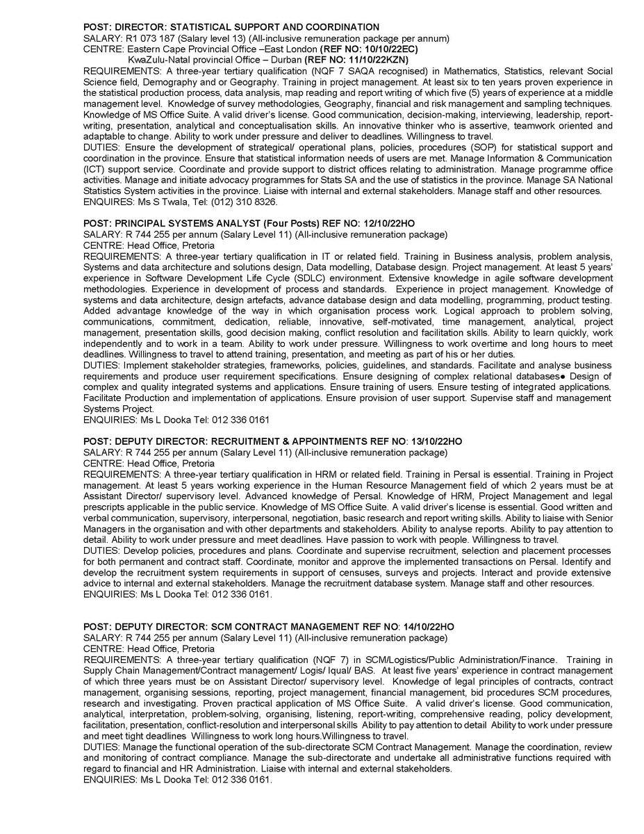StatsSA's tweet photo. Vacancies available at #StatsSA

Apply here: https://t.co/wOfhB63EGa

Closing date: 28 October 2022

#vacancies #jobseekers #jobseekerssa #jobopportunity https://t.co/K0jKLjIK1a
