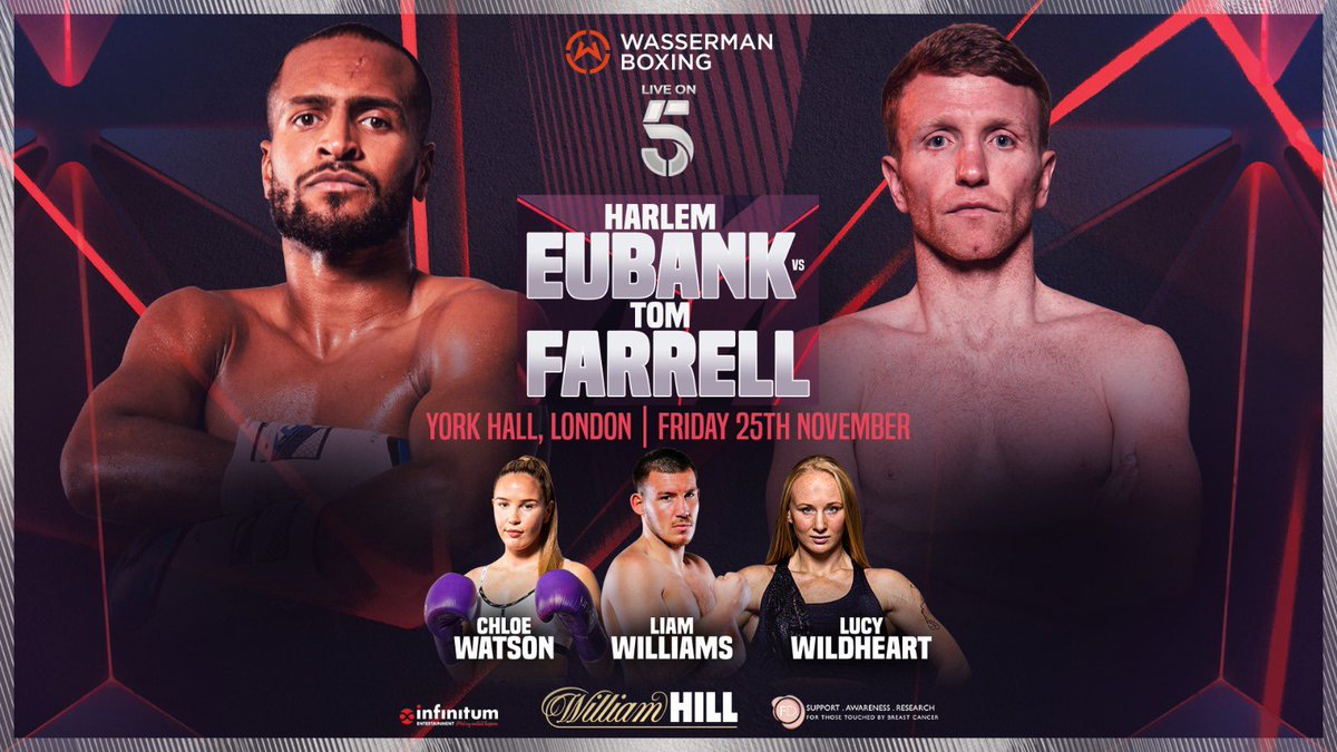 🚨 @HarlemEubank RETURNS against Tom Farrell 📺 Eubank headlines on a card that also features @Liamwilliamsko, @ChloeWatson111 and @LucyWildheart on November 25th on Channel 5 for @WassermanBoxing #Boxing #HarlemEubank