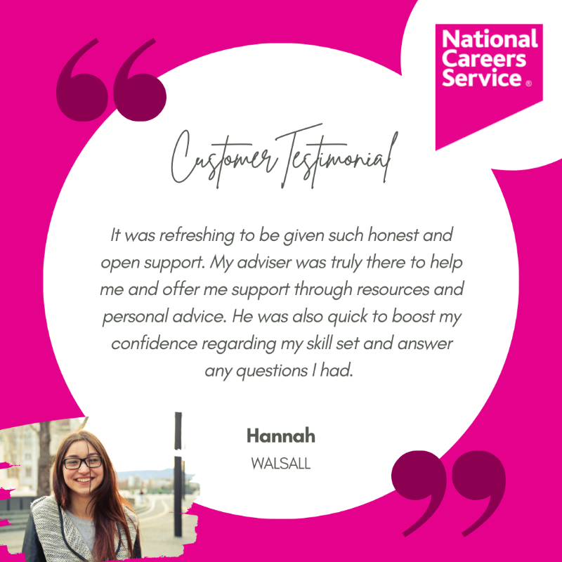 Our @NationalCareers advisers can help you to identify your career goals and develop an action plan to determine your next steps. 

Call 0800 100 900 or visit nationalcareers.service.gov.uk/contact-us #AskNationalCareers #WestMidlands #FeedbackFriday