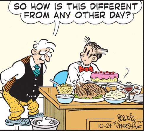 Dagwood's years of gluttony appear to serve merely as a cover up for his drinking problem (since when is a sizable glass of red wine one of his staples of overeating?)....