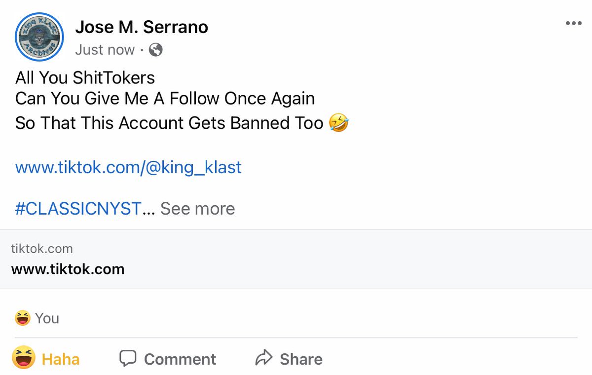 kingklast's tweet photo. All You ShitTokers
Can You Give Me A Follow Once Again
So That This Account Gets Banned Too 🤣
https://t.co/5gxfJMpCOr
#CLASSICNYSTREETGANGS
#KINGKLASTARCHIVES
#KINGKLAST
#SHITTOK https://t.co/NvgEzrZ9ZY