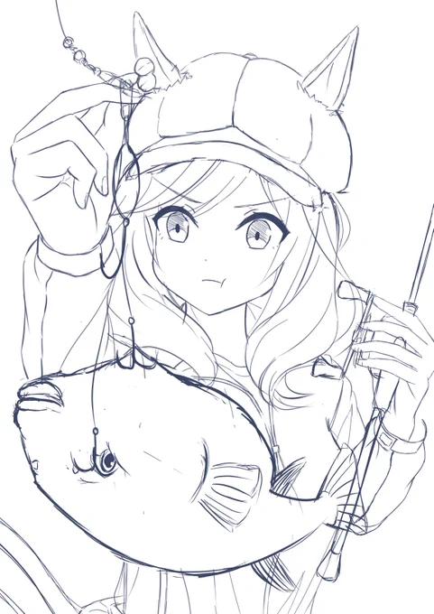 フグの真似するマチタン描いてる 