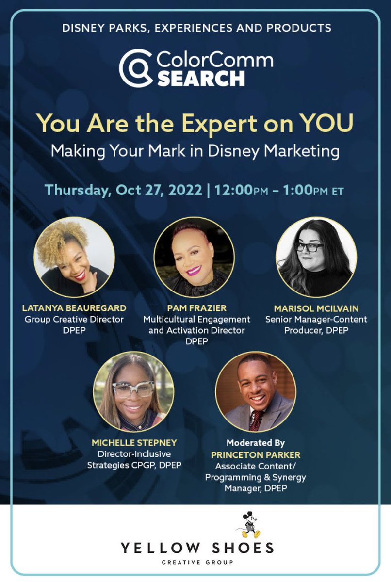 ColorCommntwk's tweet photo. . @ColorCommSearch x @DisneyParks will host 'Making Your Mark in #Disney #Marketing ' on Thurs. Oct. 27. 
RSVP here to join the conversation: https://t.co/rkyM6Uf5ZI https://t.co/VwbbYYl2nV