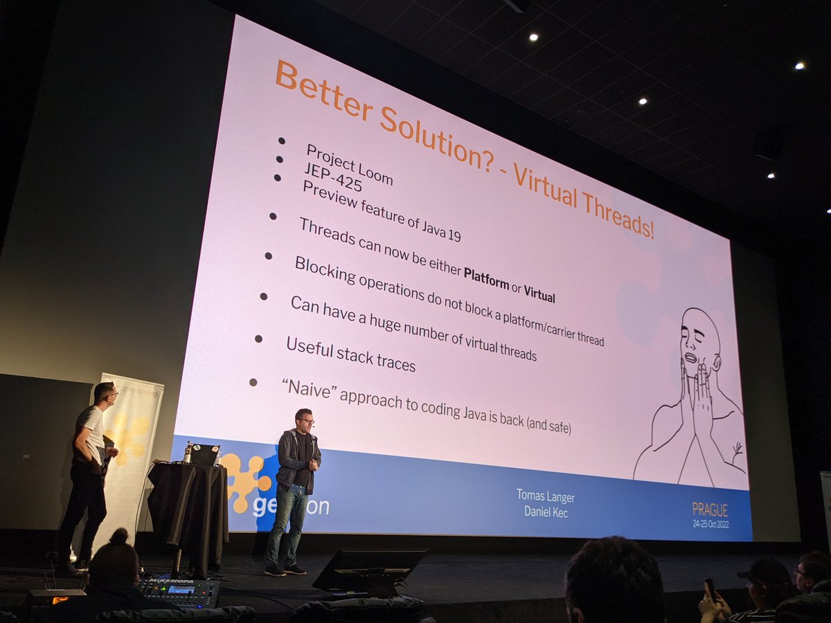 ProchazkaFilip's tweet photo. I'm really happy there are so many talks mentioning Project Loom (at @GeeCON), which means the end of reactive era is slowly nearing it's end https://t.co/sv7E5rStEz