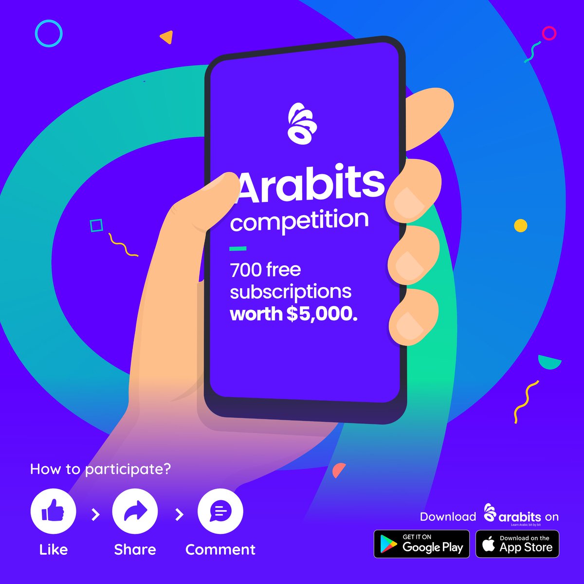 ArabitsApp's tweet photo. 📣 Arabits 700 subscriptions of worth $5,000!  

To enter:

✅1: Like this post and our page 

✅2: Share this post to any social media page

✅3: Comment on this post as your Arabits Username 

🕜25 Oct-1 Nov, 22 

🏆 Announcement: 7 Nov, 22

Download: https://t.co/1NlBDqqdcJ https://t.co/eP4EzySoGE