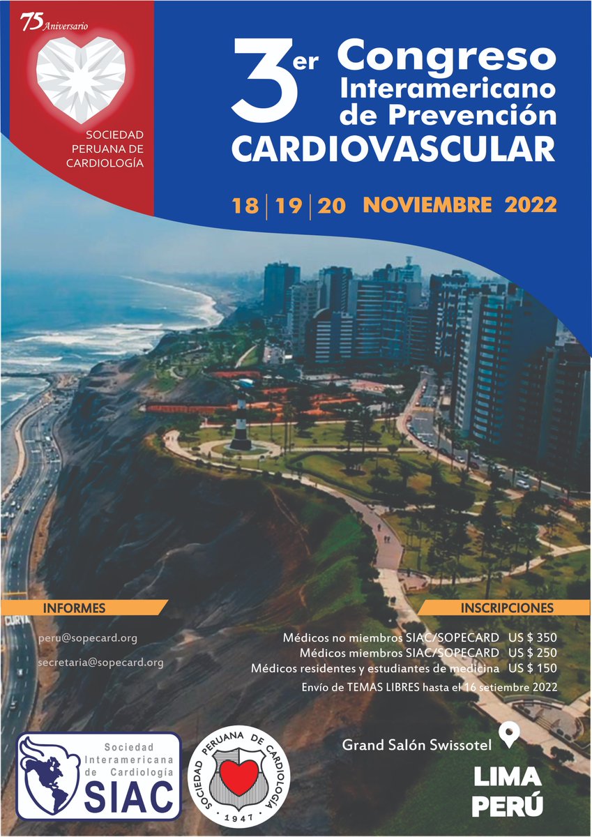 smexcardiologia's tweet photo. 3er. Congreso Interamericano de Prevención Cardiovascular del 18 al 20 de Noviembre del 2022
@sopecard1947
#soySMC #limaperu #SoMeCa https://t.co/2OmiKBnYTe