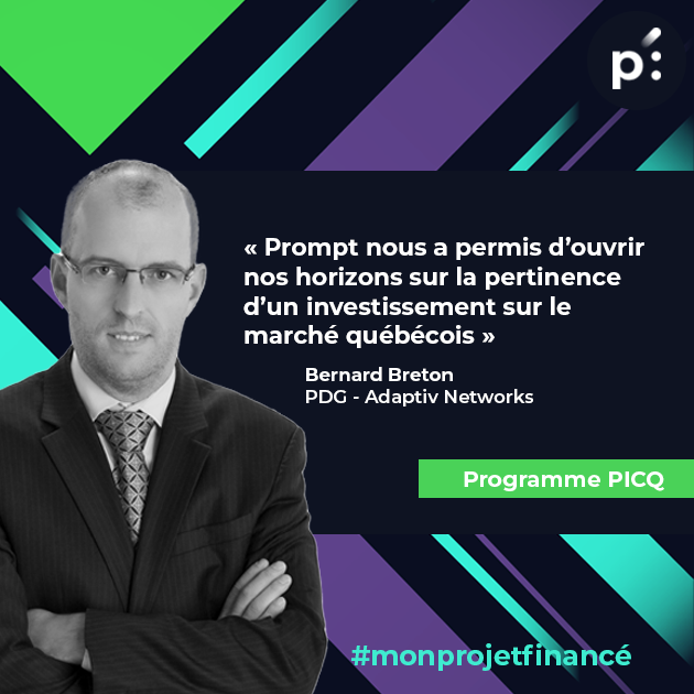Prompt_Innov's tweet photo. Retrouvez le témoignage de Bernard Breton, PDG @adaptivnetworks. Un projet financé par le programme #PICQ et accompagné par les équipes de Prompt.
👉 https://t.co/tLk4mMQapn

Programme de financement @economie_quebec 
 
#ProgrammePICQ #Cybersécurité https://t.co/Kp6Wk16qhz