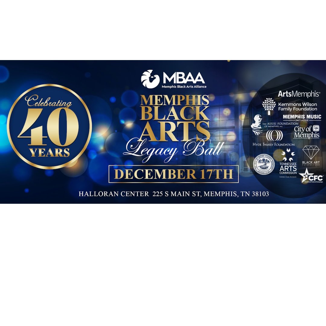 MBAAFireHouse's tweet photo. Join @mbaafirehouse as we celebrate 40 years of arts excellence and honor Memphis creatives who've made outstanding national or global contributions to the arts. There will be a special tribute to MBAA's founder and founding members. Tickets on sale now at https://t.co/dTTOV13pmK https://t.co/Pj9uBhLSQf