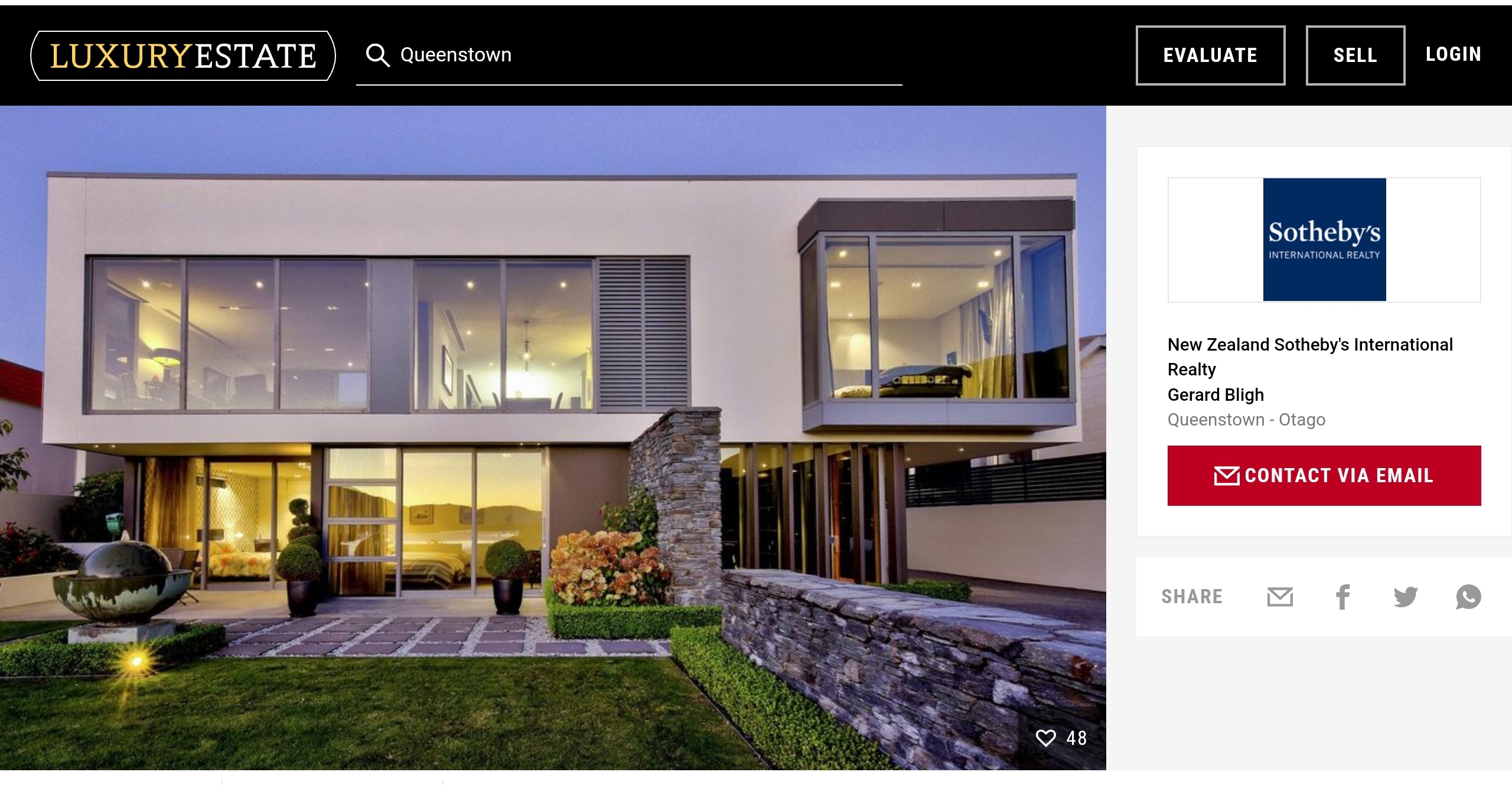 Real estate listening for a luxury home in Queenstown