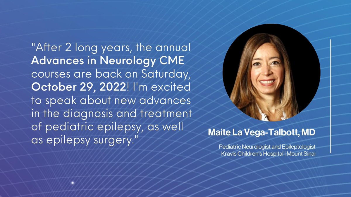 5️⃣ days to go! Register now and join "Advances in #Neurology" #CME this Saturday, October 29! Free registration for Mount Sinai faculty, residents, fellows, and trainees with code NEURO22. 👉bit.ly/3SEMnVG
