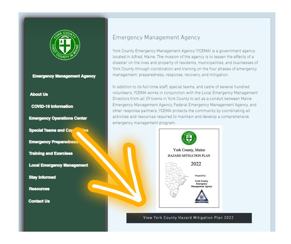 Did you know that York County has a @femaregion1 and @MaineEMA approved Hazard Mitigation Plan? The 2022 Plan was updated with the help of all 29 towns in York County. Check out the plan on our website: yorkcountymaine.gov/emergency-mana…