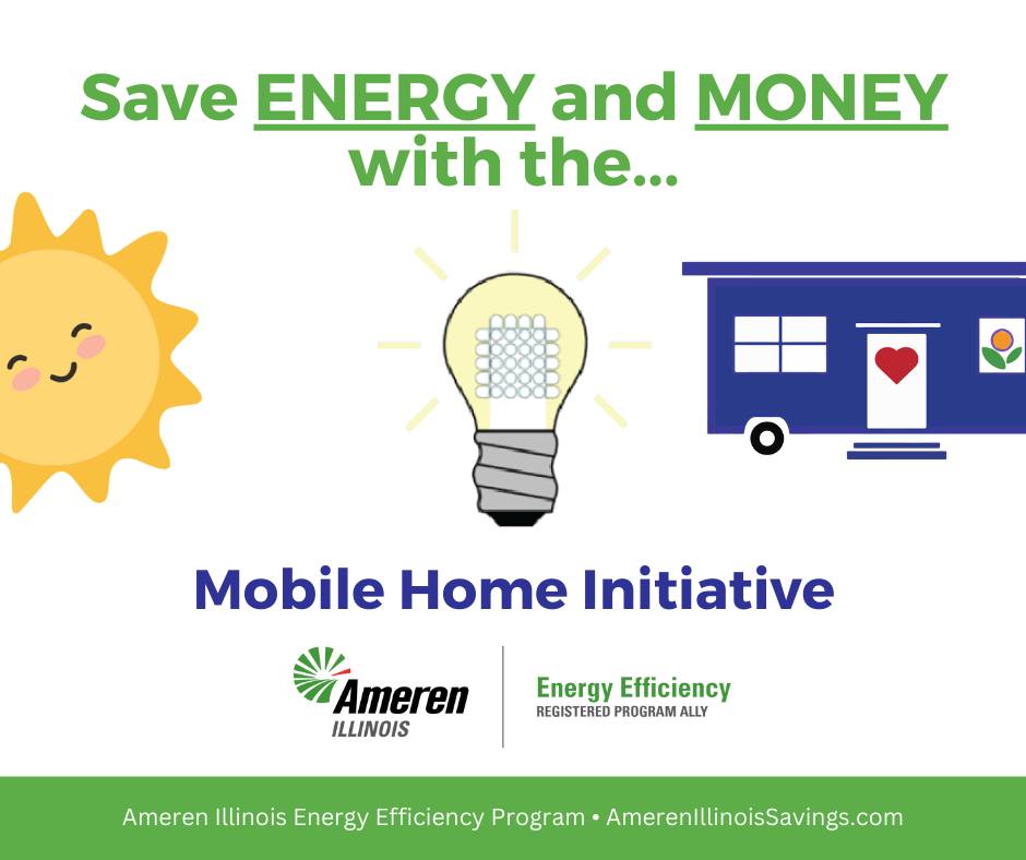 SeniorServicesP's tweet photo. Do you live in a mobile home in Madison or St. Clair County, IL? Senior Services Plus in partnership with Ameren Illinois is offering free kits that include energy efficient equipment such as light bulbs and water fittings. Call 618-465-3298 x149 for more information. https://t.co/mt6cDCRaKj