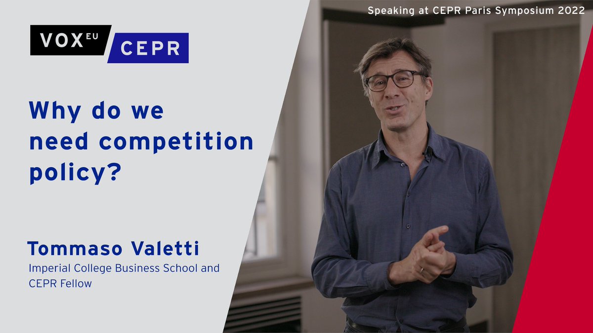 Recorded by @econfilm at #CEPRParisSymposium @TomValletti @ImperialBiz leader of CEPR's #Competition_RPN talks about the importance of competition policy and his latest research on relationship between market power and political power ow.ly/9GUw50KAiTB