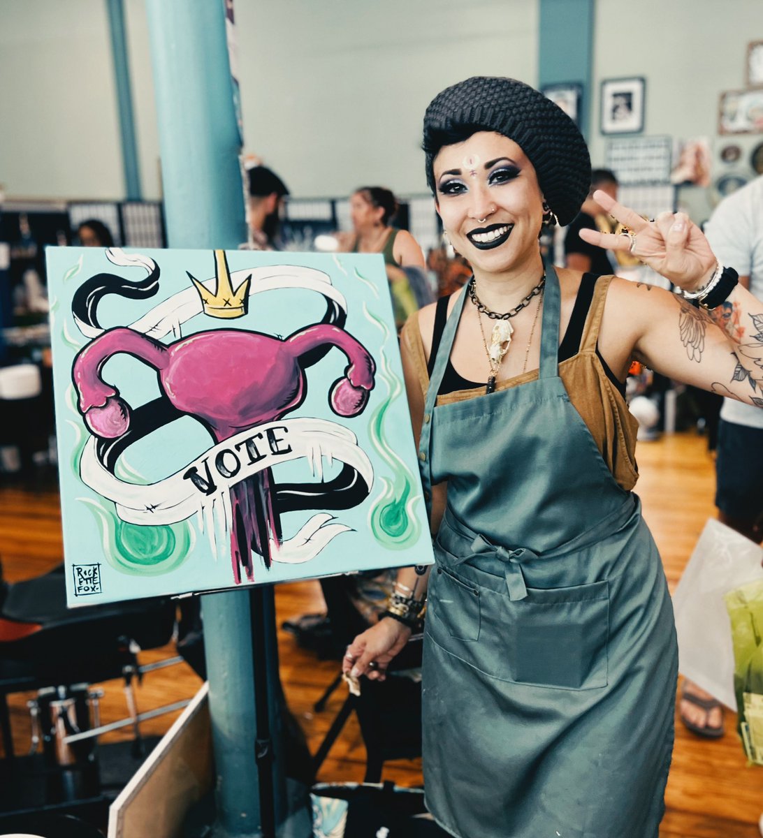 So thrilled to have live painted last night for Support the Matriarchy at <a href="/AlchemyTattooCo/">Alchemy Tattoo Collective</a> ! An absolutely amazing event in which all funds went to the Missouri Abortion Fund. So many thanks so who came out! ✨ #ReproductiveRights #artwork