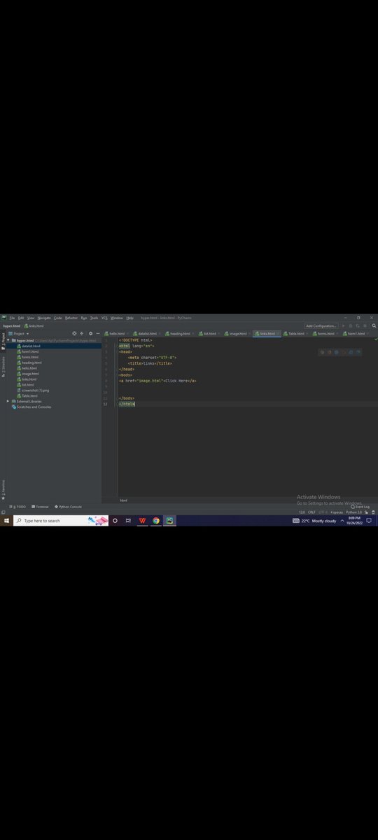ItsShashikant17's tweet photo. Day 5 of #100DaysOfCode #100daysofcodingchallenge learnt about Links in html. Date 20 Oct 2022. https://t.co/SjvgUKFODK