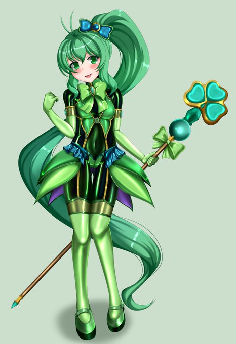 ぴっちり魔法少女ちゃん緑です!
2枚目は集合絵(*`ω` *)
右上にあと一人入れられるようにポジション変更 