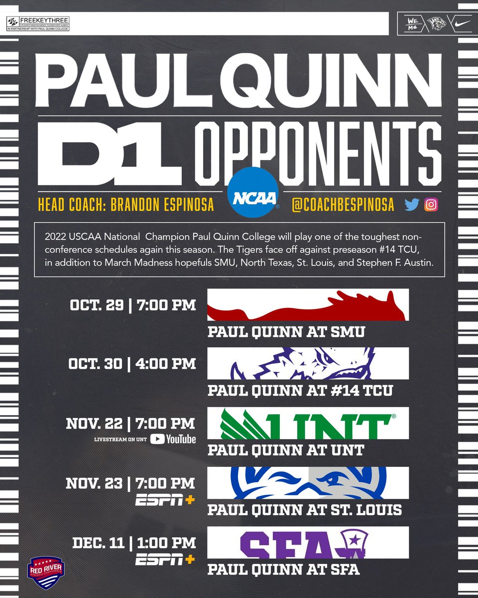 CoachBEspinosa's tweet photo. The wait is over…
Our PQC X NCAA schedule is set. 
✨Back 2 Back✨ https://t.co/HfZECc4FpE