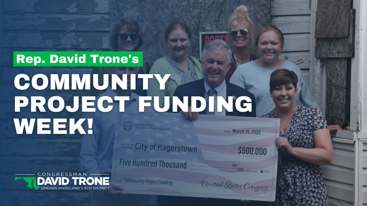 RepDavidTrone's tweet image. This week is #CommunityProjectFunding week for Team Trone! By partnering with our local leaders, we can deliver vital investments to those most in need. All week long, I&apos;ll be showcasing the $7 million I secured for #MD06 and the $30 million I&apos;m working to deliver next year.
