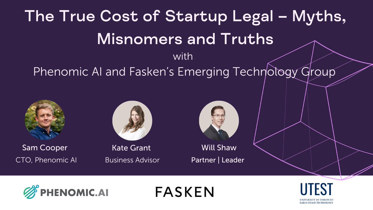 UTESTto's tweet photo. So you've built a startup. Do you really need a lawyer? 
@UofTStartup and UTEST invite you to attend The True Cost of Startup Legal: Myths, Misnomers &amp; Truths.
Nov 2, 12:00-2:00pm
https://t.co/bWUoNqzY6w https://t.co/9TzPDJi9if