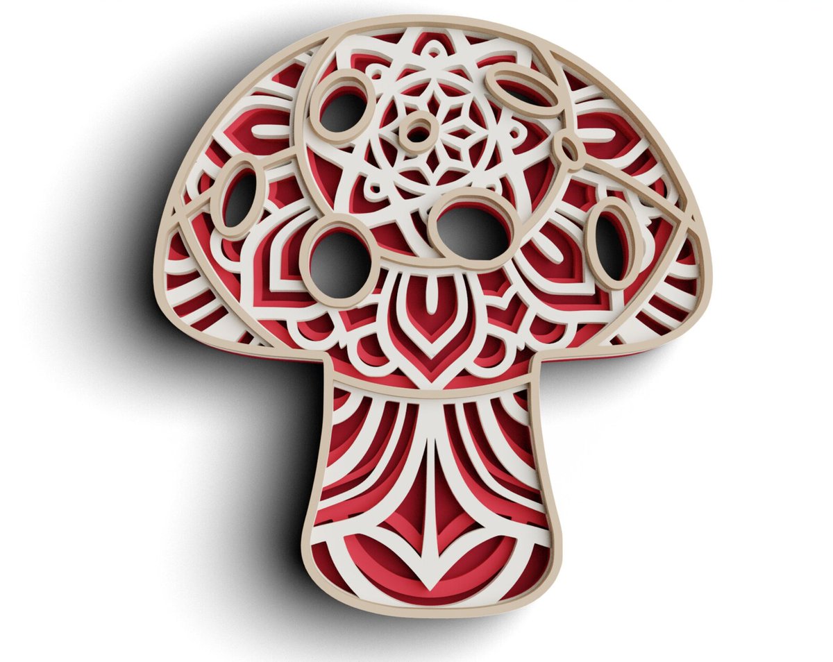 neelkp20's tweet photo. 3D Mushroom SVG DXF 4 Layer - Mystical Svg 3D Mandala Svg - Layered Mandala Svg files for Cricut, Laser Cut
 #layer #MandalaSvg #CricutLaserCut #MushroomSvgDxf #MysticalSvg #LayeredMandalaSvg #Rishasart #EtsySeller

👉https://t.co/qSxehBOWQa https://t.co/YmqFedGGMI