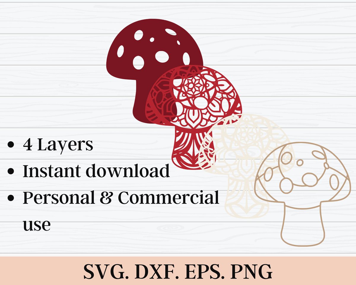 neelkp20's tweet photo. 3D Mushroom SVG DXF 4 Layer - Mystical Svg 3D Mandala Svg - Layered Mandala Svg files for Cricut, Laser Cut
 #layer #MandalaSvg #CricutLaserCut #MushroomSvgDxf #MysticalSvg #LayeredMandalaSvg #Rishasart #EtsySeller

👉https://t.co/qSxehBOWQa https://t.co/YmqFedGGMI