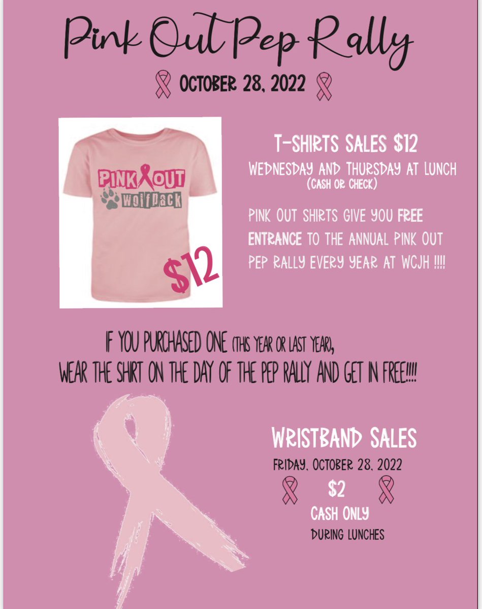 Pink Out Pep Rally this Friday 💕 #wchowlout