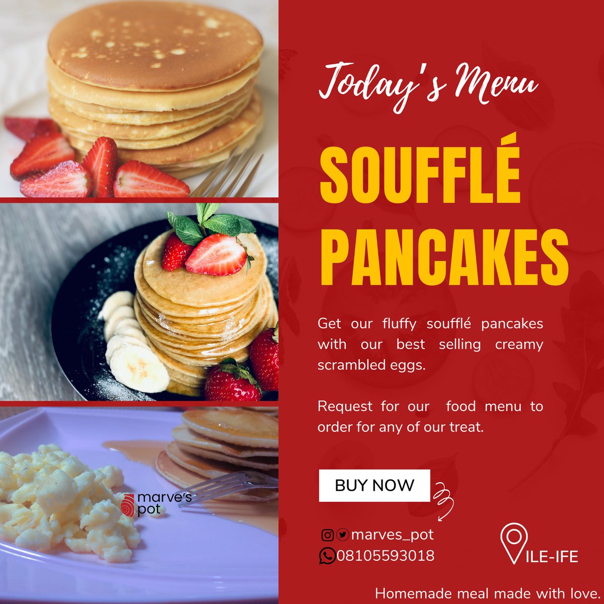 marves_pot's tweet image. Soufflé Pancakes and Èkuru menu. 

Location: Ile - Ife
#OAUTwitter 
@_DammyB_