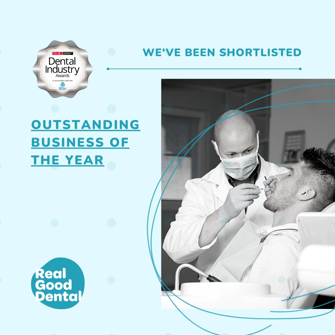 RealGoodDental's tweet photo. SHORTLISTED! 

Real Good Dental are thrilled to have been shortlisted for the Dental Industry Awards: 

🌟Outstanding Business of the Year 
🌟Dental Practice Corporate Group

#dentistry #dentalpractice #dentist #realgooddental #RGD https://t.co/9mv17XGJNz
