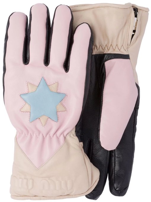 miu miu star-patch panelled gloves 