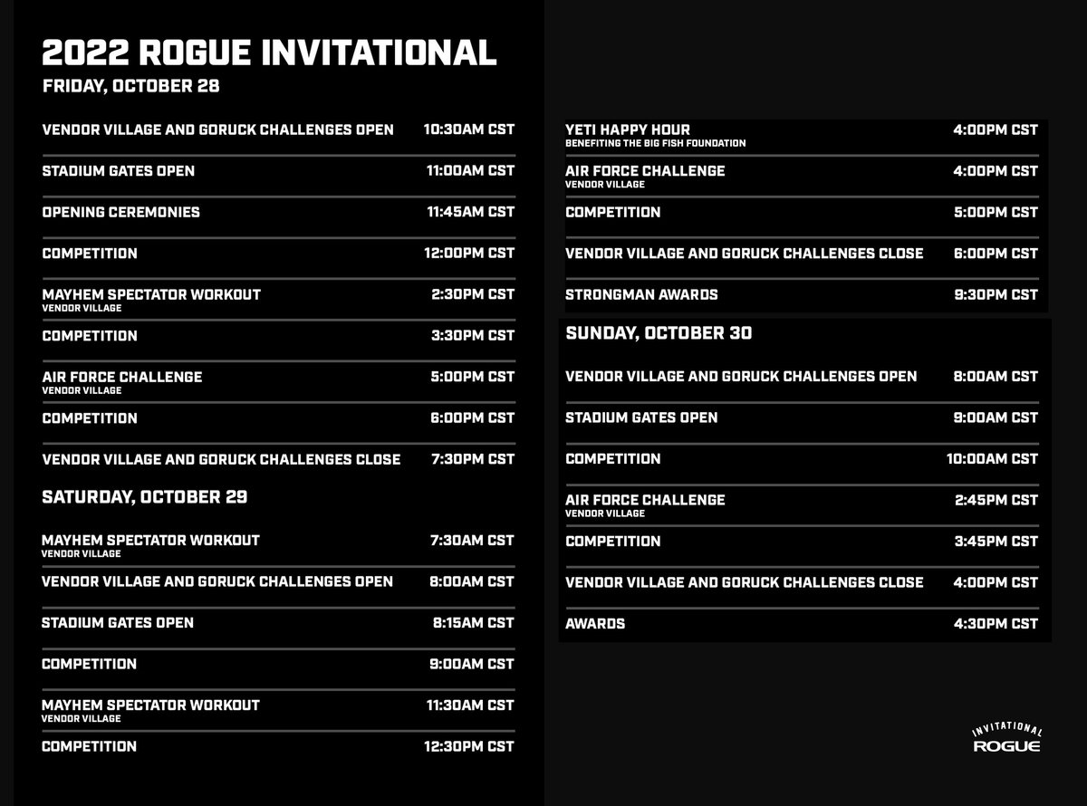 The @RogueFitness Invitational schedule is out now! Tickets are still available to watch the biggest names in the sport competing in CrossFit, Strongman & Record Breaker competitions at #DellDiamond. For more information & tickets ➡️ atmilb.com/3keYn0m