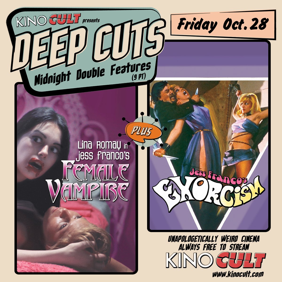 Day 28 of DEEP CUTS is a Jess Franco double-feature with: FEMALE VAMPIRE and EXORCISM