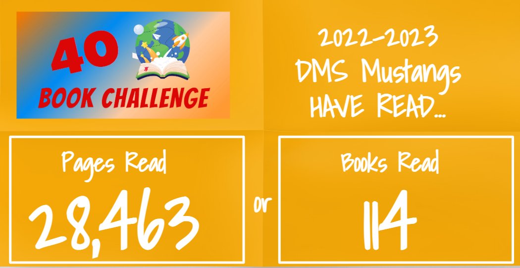 NaiserLib's tweet image. Mustangs read! Great progress, from 68 to 114 in two weeks! #DMSMustangs #DMSLIB #HaysLib #DMS40BookChallenge