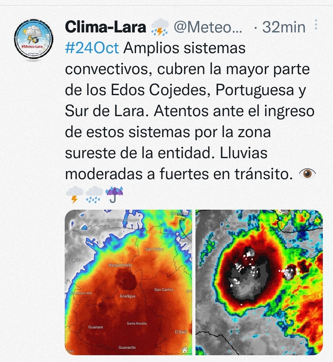 mariaLaMarca16's tweet photo. #VenezuelaVamosPaLante
Lloviendo sobre Barquisimeto.Truenos y relámpagos. Precauciones. https://t.co/pPHm5jRhwt