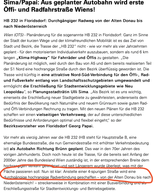 HSequenz's tweet photo. Floridsdorfer BV bezichtigte BI gegen die #B232 und auch mich der Lüge: wir bezeichneten diese als 4-spurige Straße. Jetzt steht das schwarz auf weiß in der SPÖ PA.
Als Autobahn hätten selbst die vehementesten Gegner der B232 diese nicht bezeichnet, das macht jetzt @SP_Wien 😅 https://t.co/VxS0FzgwJE