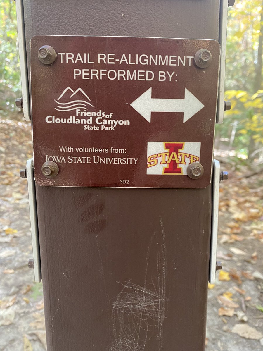 RichShannon21's tweet photo. @isualum @IowaStateU @IASTATEAD I was taking a hike at Cloudland Canyon State Park in Rising Fawn, GA this past weekend and I saw this sign. It made me a very proud Cyclone. #CyclonesEverywhere https://t.co/LTzvtpyt34