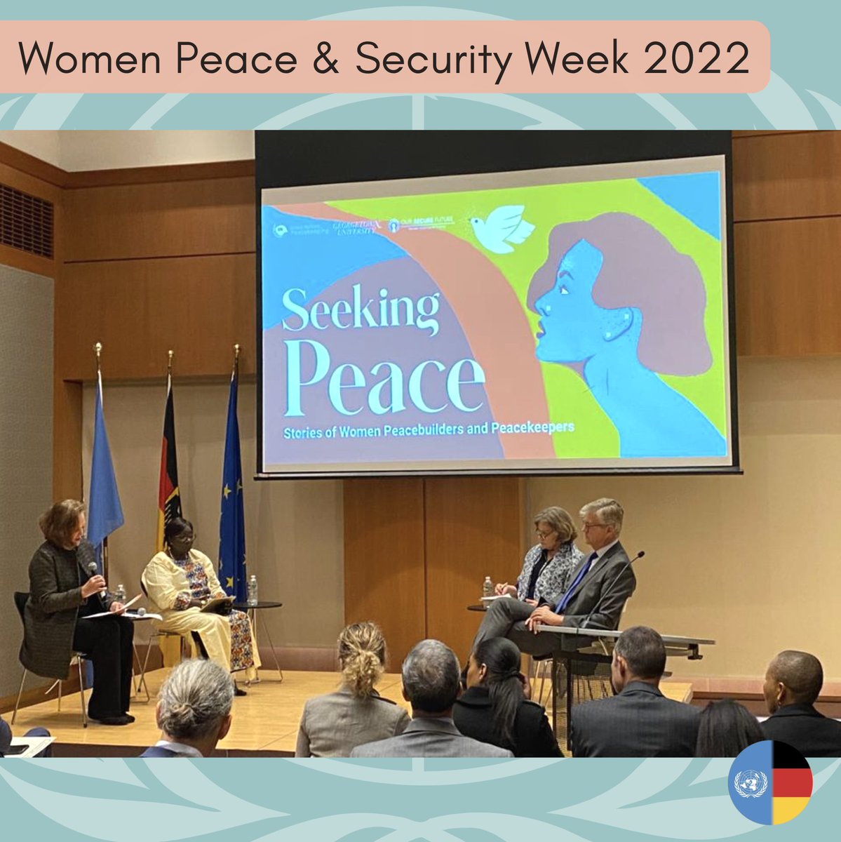 🚨Happening now: as part of #WomenPeaceSecurity Week, the German House is hosting a high-level dialogue on women's roles in peace & humanitarian processes. Thanks to @UNPeacekeeping @UNOCHA & member state co-hosts 🇨🇦🇪🇨🇿🇦🇬🇧🇺🇸 for organizing.