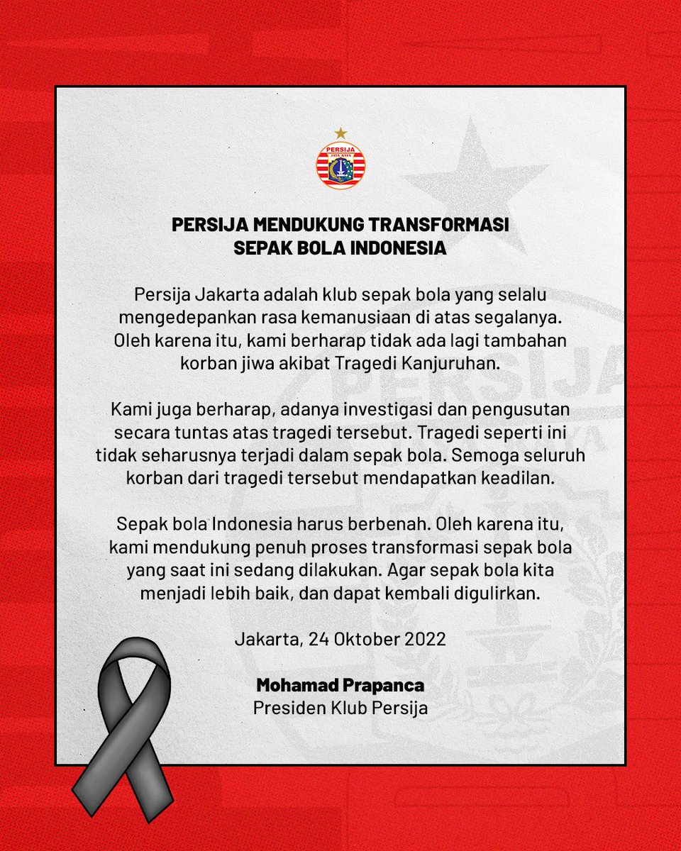 Official Statement Persija Jakarta 🔴

#PersijaJakarta