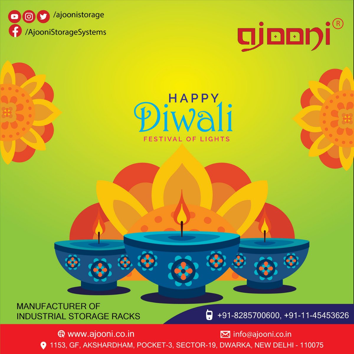 ajoonistorage's tweet photo. On the occasion of Diwali, we wish you happiness and glory, prosperity and blessings. May you have a fantastic Diwali with your loved ones.
#HappyDiwali 
#AjooniStorageSystems #WarehouseRacks #PalletRacking #PlasticPallets https://t.co/xxaEZoEGJA