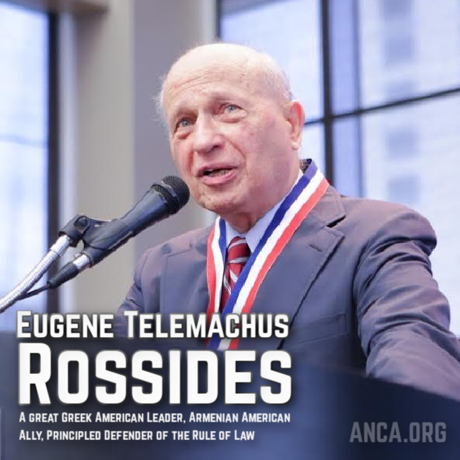ANCA_DC's tweet photo. The ANCA's Aram Hamparian paid tribute this week to a true lion of the Greek American community - Eugene Telemachus Rossides Ευγένιος Ρωσίδης (1927-2020), a proud son of Sparta &amp; Cyprus - at a memorial service held in his honor at Washington's St. Sophia #Greek Orthodox Cathedral https://t.co/aIF5rN0GGG