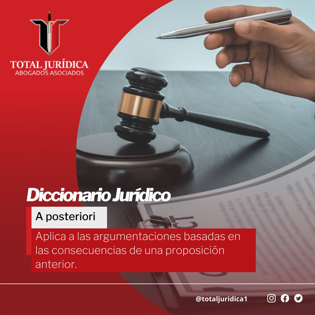 totaljuridica1's tweet photo. La expresión del día es A Posteriori 🧐
Tal vez, la hayas escuchado de algún abogado en su práctica profesional, pero nunca has sabido que significa. Si este es tu caso, #TotalTeExplica de que trata 🤓.
Dale RT si aprendiste. https://t.co/2E6vun23lL