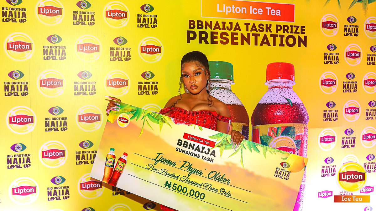 LiptonIceTeaNG's tweet photo. It was a lit night at the #BBNaijaxLIT prize presentation.

Hearty congrats to @OfficialChizzy_ and @unusualphyna once again.

#LiptonIceTea
#ChopBetaLife
#SunshineInABottle https://t.co/FOmkiXsDMn