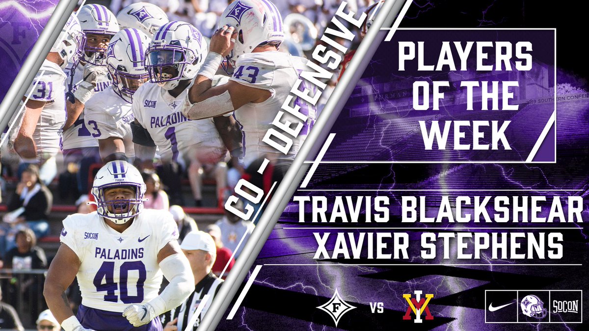 PaladinFootball's tweet photo. Players of the Week 👏

#FUAllTheTime I #EliteIsTheStandard https://t.co/sQBRyP6gLa