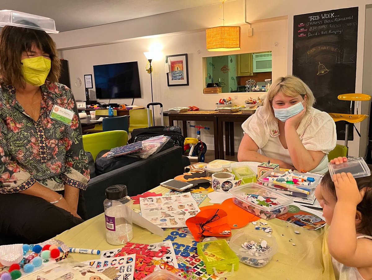 Sometimes you take a break from pumpkin decorating, dump out the craft containers and make them into hats! Smiles all around! <a href="/chris_haven/">Christopher's Haven</a>