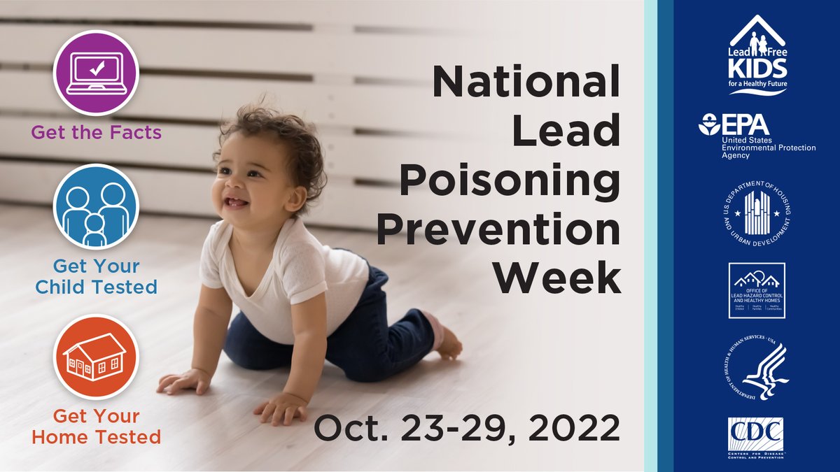#DYK no safe blood lead level has been identified for children, and even low levels of lead in the blood can have lifelong health impacts? The good news is that childhood lead poisoning is preventable! Learn more: bit.ly/3r8Mq0p. #LeadFreeKids #NLPPW2022