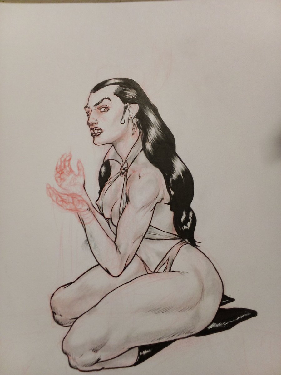 Doomsmith_'s tweet image. #Vampirella #WIP #blackcomicartists #indieartist #inktober2022 #artlife #comicart #pitt #micron #redlead #grumbacher #Sketching