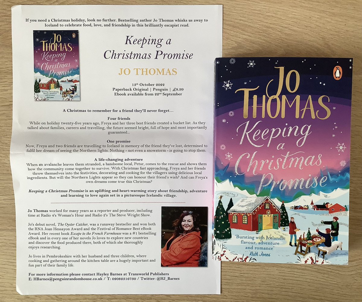 Lindahill50Hill's tweet photo. I love a @jo_thomas01 book and am thrilled to receive #KeepingAChristmasPromise out now from @PenguinUKBooks ahead of one of my @My_Weekly online reviews.
Many thanks for sending it @HJ_Barnes @MWFictionEditor
I have a feeling I’m going to enjoy this one! https://t.co/YG6Og1Yx1W