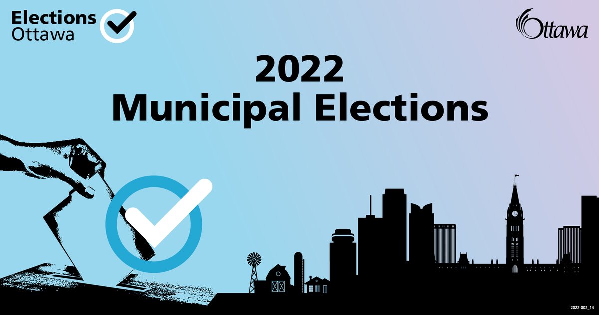 Have you voted, #OttCity? You have until 8 pm to vote in the 2022 Municipal Elections. Unofficial results will be available after 8 pm tonight, October 24, and official results are expected to be declared by the City Clerk on or before October 28: bit.ly/3N7bTl2