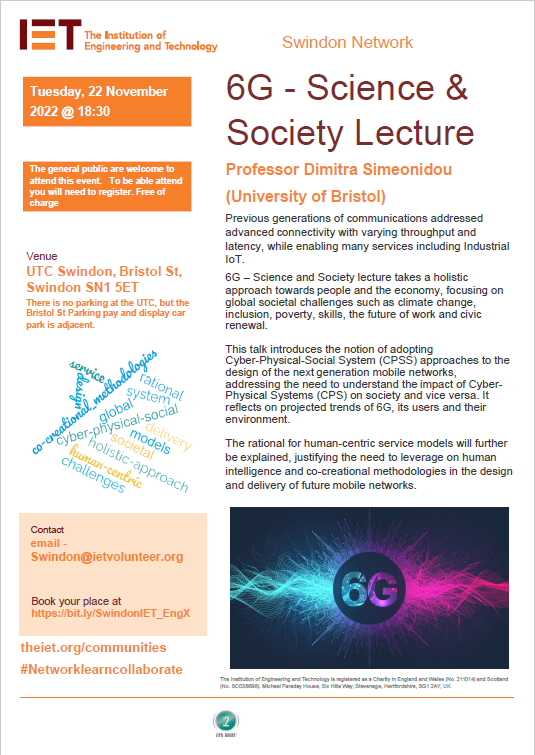 IETSWINDON's tweet photo. Join us on the 22nd of November from 6:30pm at UTC Swindon to hear Professor Dimitra Simeonidou speak about the approach that science and society takes towards people and the economy. Register here -> https://t.co/smIACJnNsw #science #society #Engineering #technology https://t.co/VM8IpA6WxG