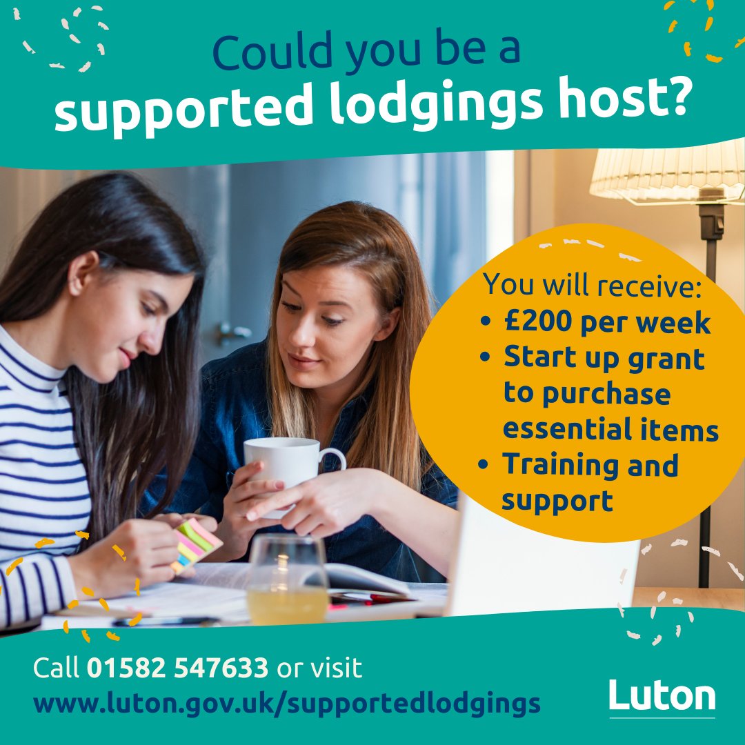 🛏️ Do you have a spare room? 😀 Why not become a supported lodgings host? 👨‍👩‍👦 Share your home with a young person (16-25) and help them gain the skills they need to live independently. 👉 Find out more at luton.gov.uk/supportedlodgi… or call 01582 547633.