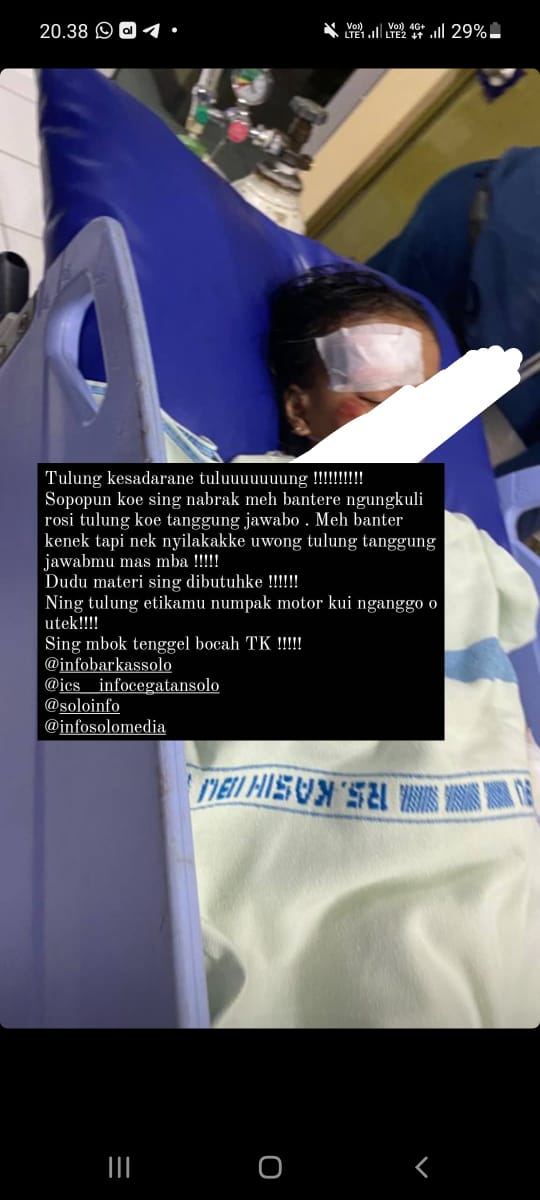 Sampai sekang yg nyerempet keponakanku belum ketemu. Td sudah ke Dishub Solo nyari video setelah dia nyerempet, tp hasilnya nihil krn waktu kejadian menjelang mahgrib dan hujan. Korban baru duduk dibangku TK 😭
<a href="/SoloUpdate/">Solo Update #BeyondsInformation</a>